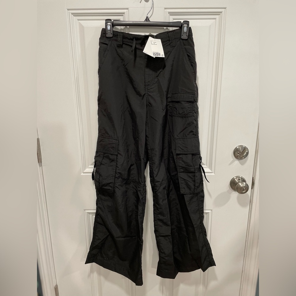 Girls H&M Wide-leg Cargo Pants Black Size 18 (13-14Y)